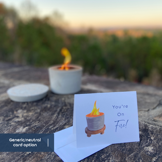 You're On Fire (generic): Phoenix fire pot set + greeting card