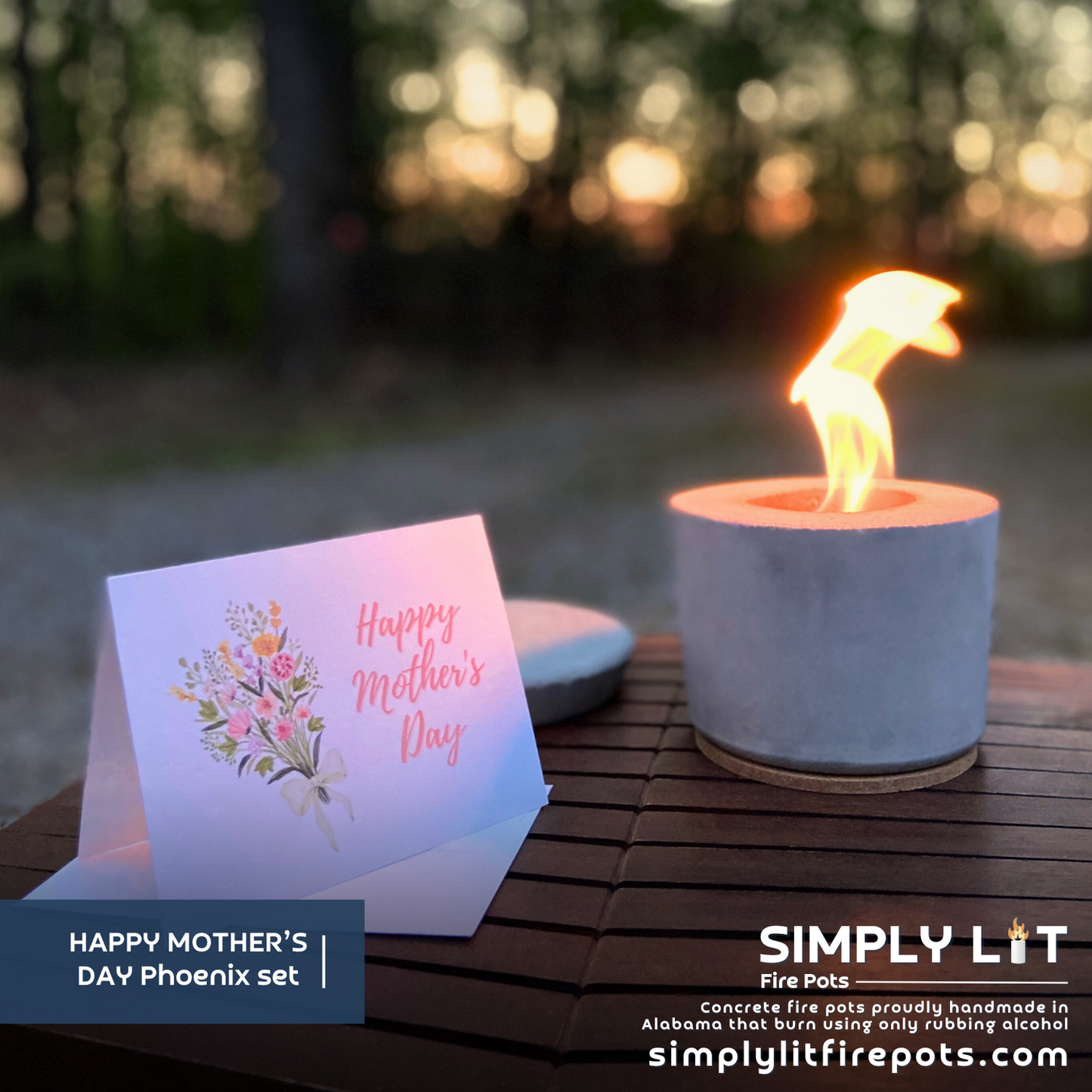 HAPPY MOTHERS DAY: Phoenix fire pot set + greeting card